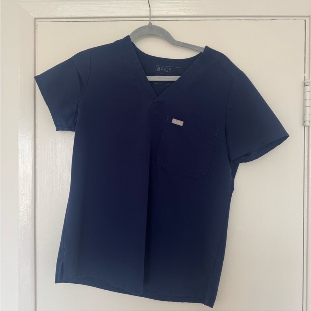 Figs Deep Blue V-Neck Scrub Top